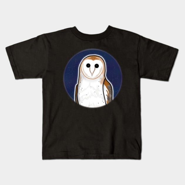 Starry Sky Barn Owl (Large Print) Kids T-Shirt by Aeriskate